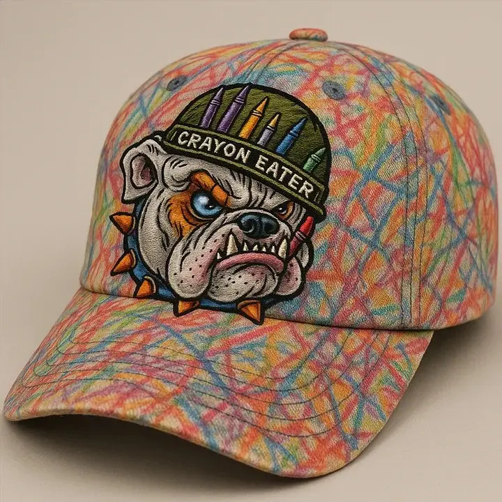 Colorful Crayon Eater Bulldog Hat Honor Service Patriotic Cap Gifts For Husband - WearandDecor Colorful Crayon Eater Bulldog Hat Honor Service Patriotic Cap Gifts For Husband - WearandDecor - Image 1