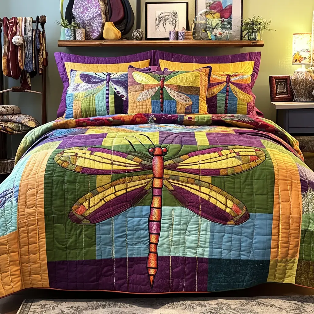 Colorful Flight Quilted Bedding Set Comfortable Microfiber Bedding Set for Everyday Use Colorful Flight Quilted Bedding Set Comfortable Microfiber Bedding Set for Everyday Use - Image 1