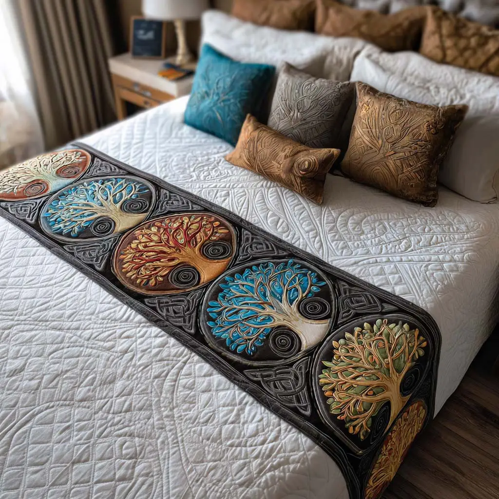 Colorful Grove Quilted Bed Runner Color Grove Bloom Spring Housewarming Gift