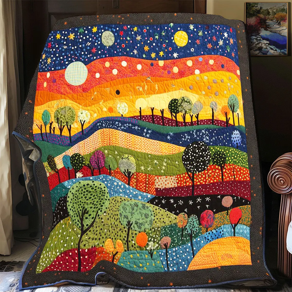 Colorful Mountain Quilt Beautiful Printed Quilt Blanket for Home Aesthetics