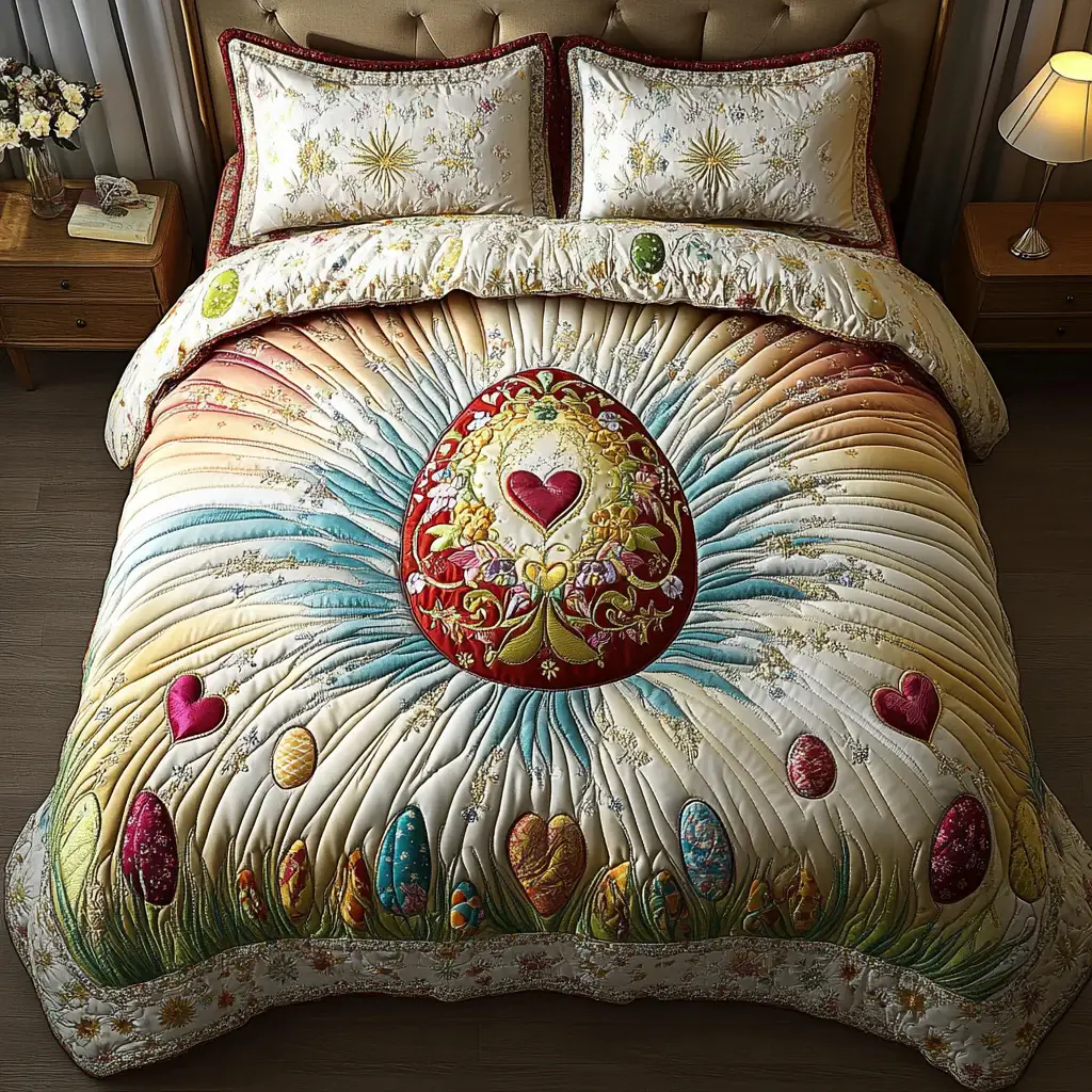 Colorful Nest Quilted Bedding Sets Spring Comforter Decor Easter Holiday Gift Items Colorful Nest Quilted Bedding Sets Spring Comforter Decor Easter Holiday Gift Items - Image 1