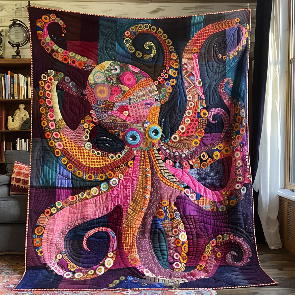 Colorful Octopus Charm Quilted Blanket Best Couch Throw Blanket Gifts For Octopus Lovers Colorful Octopus Charm Quilted Blanket Best Couch Throw Blanket Gifts For Octopus Lovers - Image 1