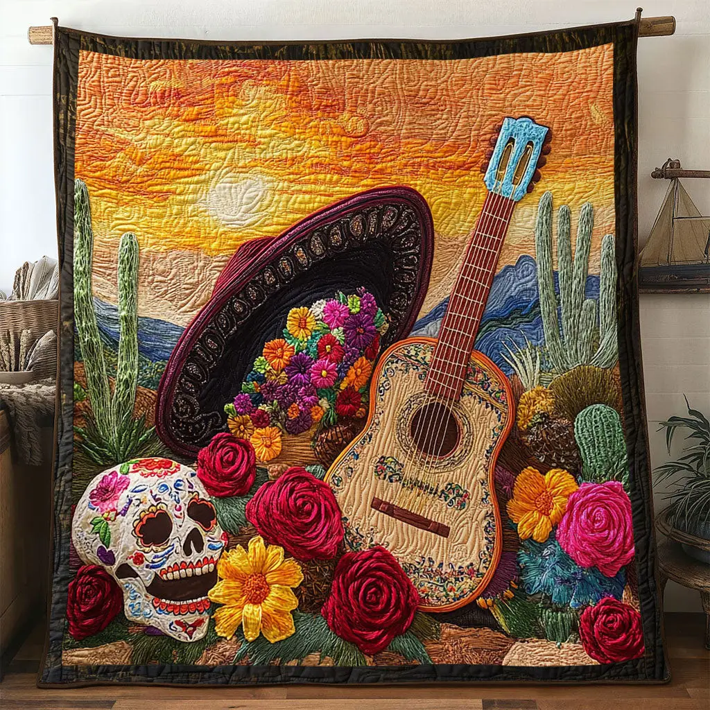Colorful Spirit Guitar Quilt Soft Quilt Blanket Gift for Comfortable Nights Colorful Spirit Guitar Quilt Soft Quilt Blanket Gift for Comfortable Nights - Image 1