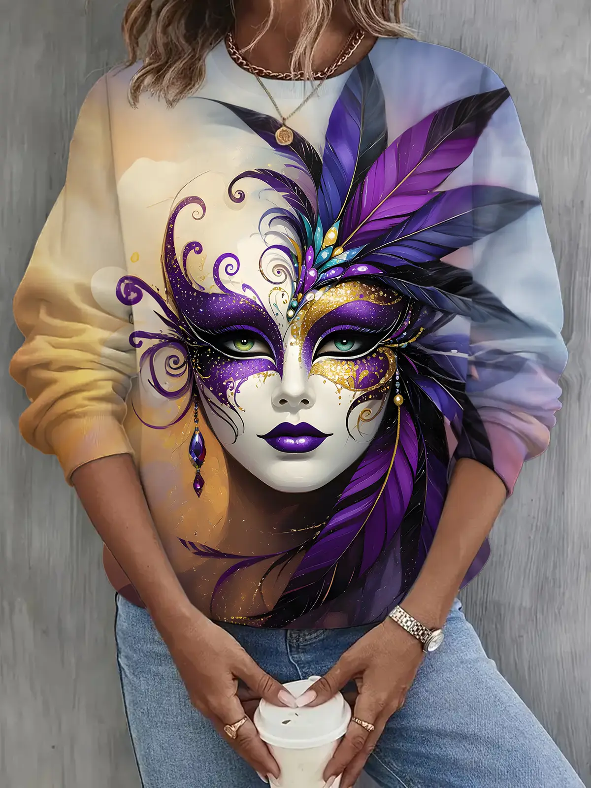 Colorful Venetian Carnival Masks Sweatshirt Fat Tuesday 2026 Merch Gifts For Women