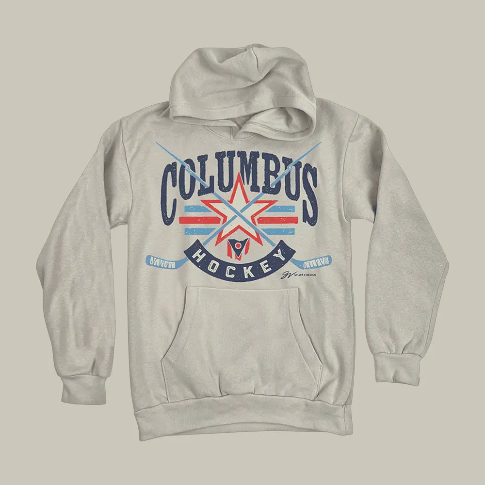 Columbus Hockey Beige Sweatshirt Columbus Hockey Team Clothing Fan Gift For Him