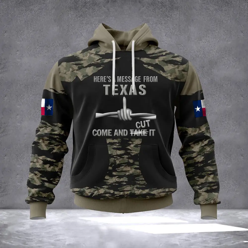 Come And Cut It Razor Wire Camo Hoodie Here's A Message From Texas Hoodie Pro Texas Merch