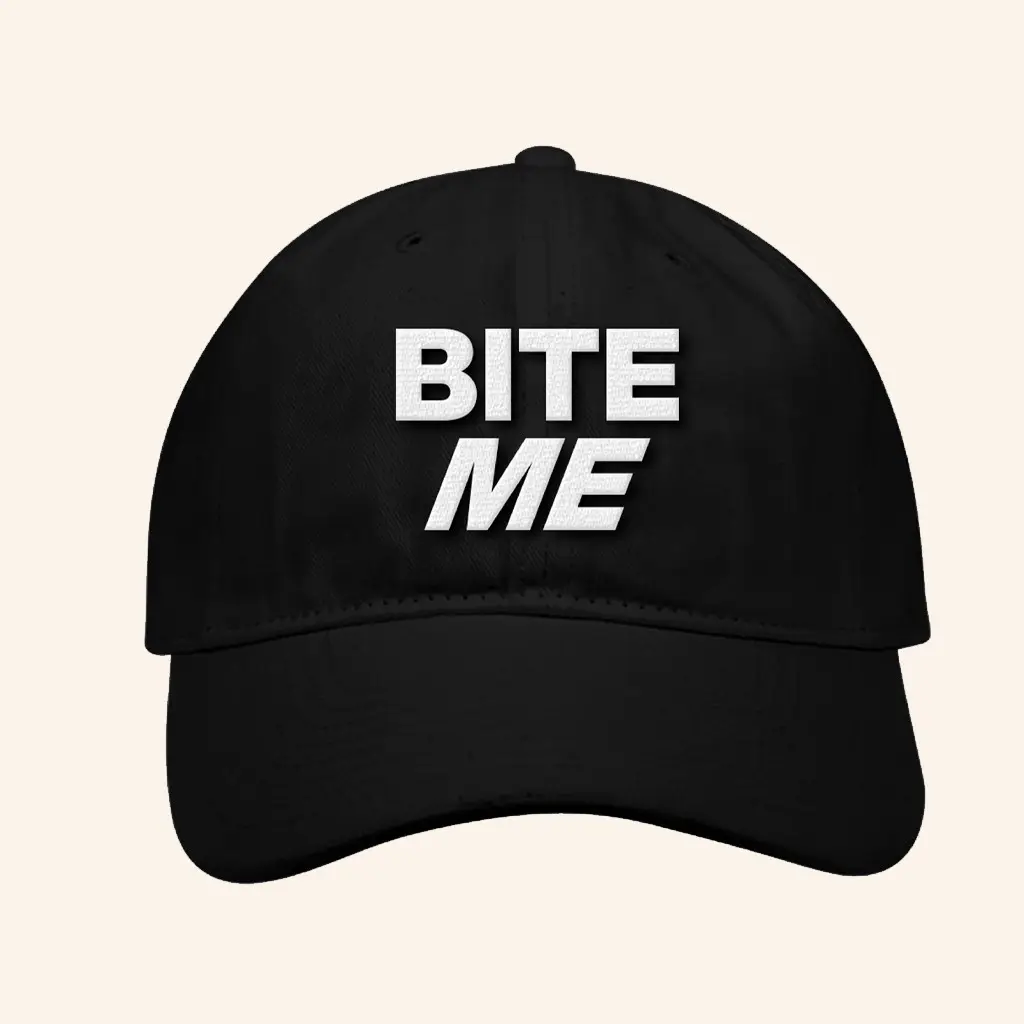 Complex Merch Embroidered Renee Rapp Bite Me Hat Christmas Gifts For Guys -WearandDecor Complex Merch Embroidered Renee Rapp Bite Me Hat Christmas Gifts For Guys -WearandDecor - Image 1