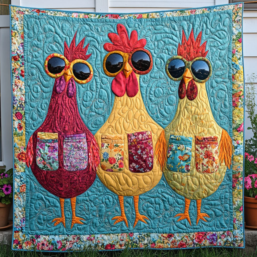 Cool Coop Trio Quilted Blanket Best Couch Throw Blanket Chicken Christmas Presents Cool Coop Trio Quilted Blanket Best Couch Throw Blanket Chicken Christmas Presents - Image 1