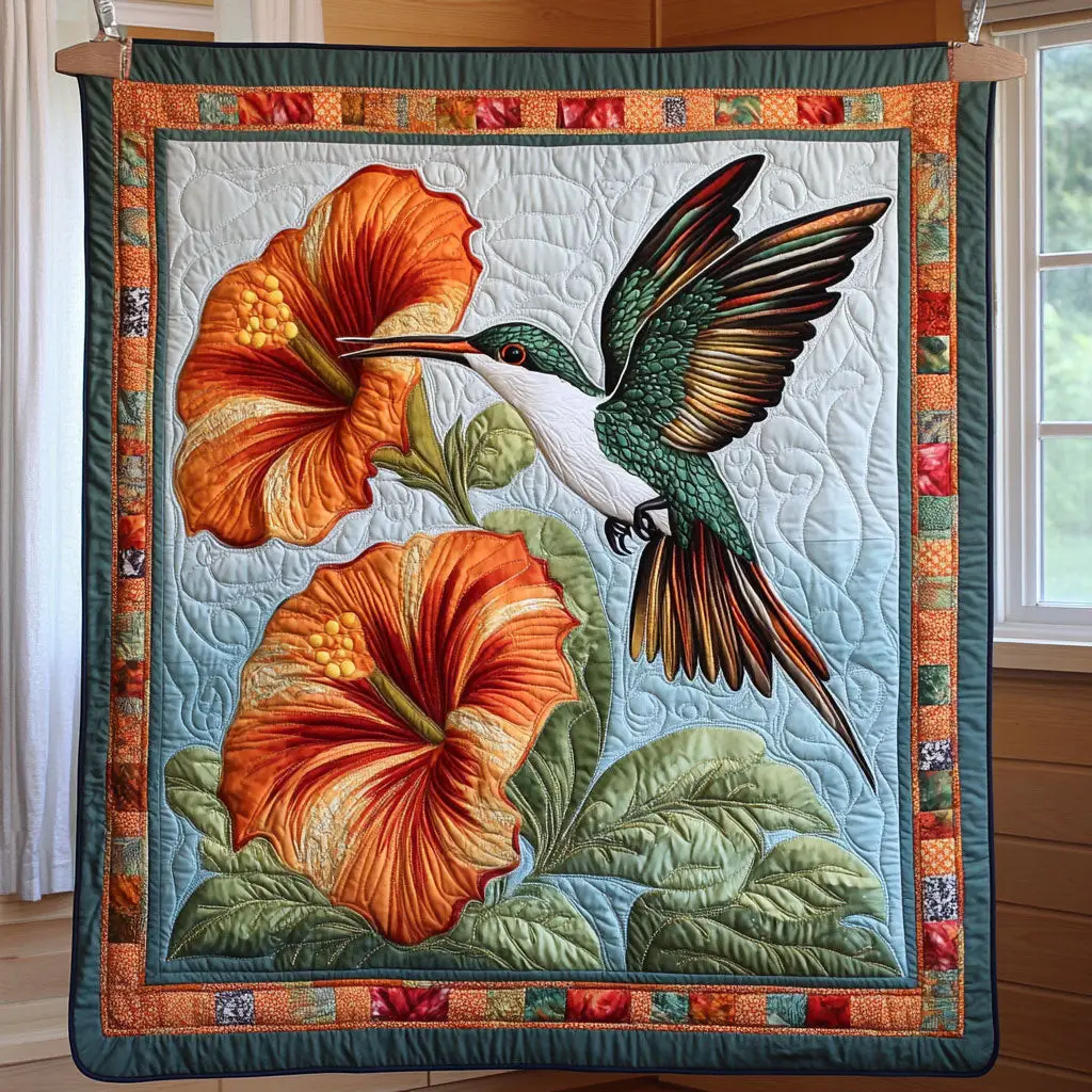 Coral Flight Quilt Trendy Quilt Blanket for Modern Home Interiors