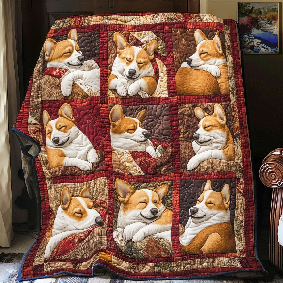 Corgi Cute Moments Quilt Blanket Cozy Throw Blanket Xmas Gift Ideas For Corgi Lovers