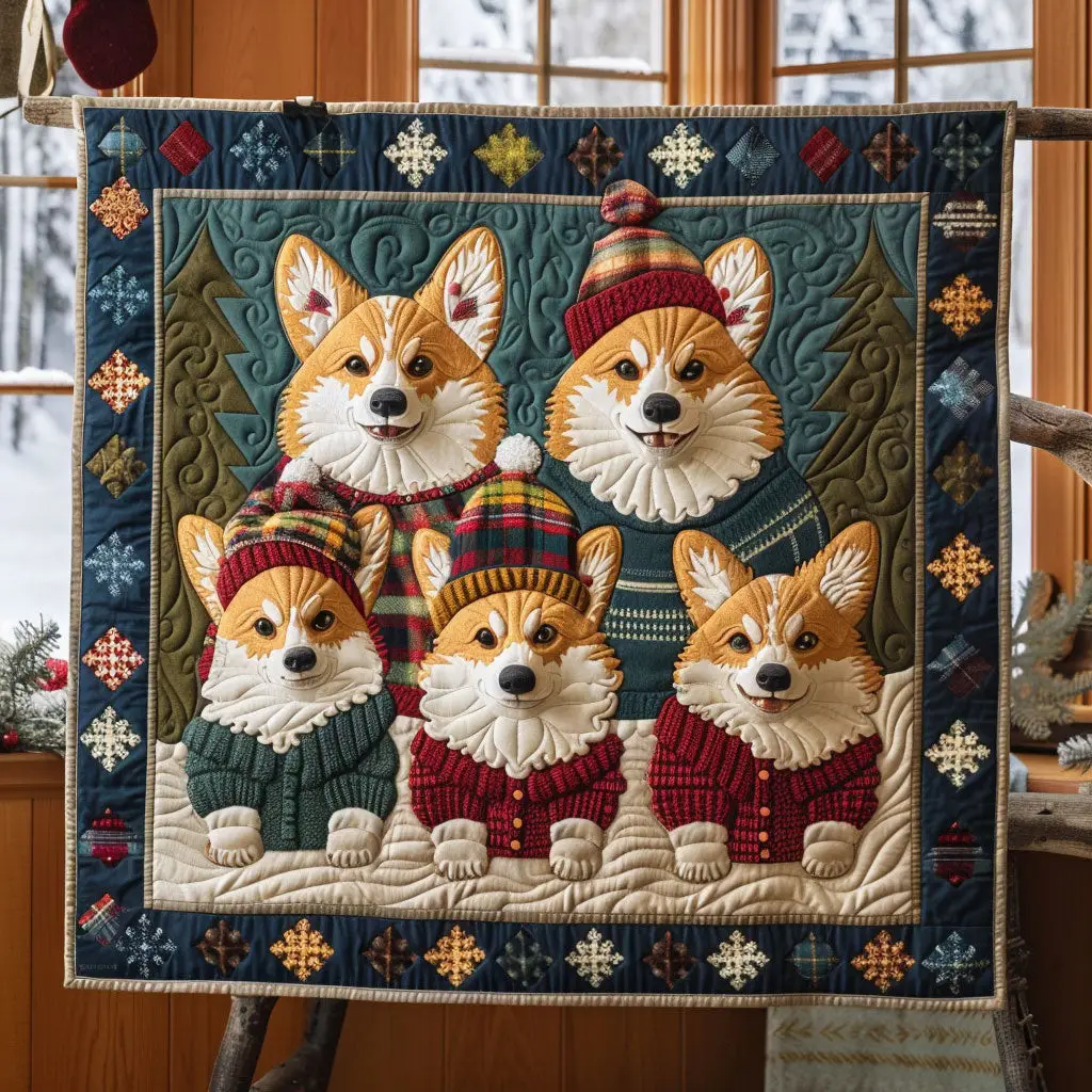 Corgi Family Quilt Beautiful Quilt Blanket Gift for Home Decoration
