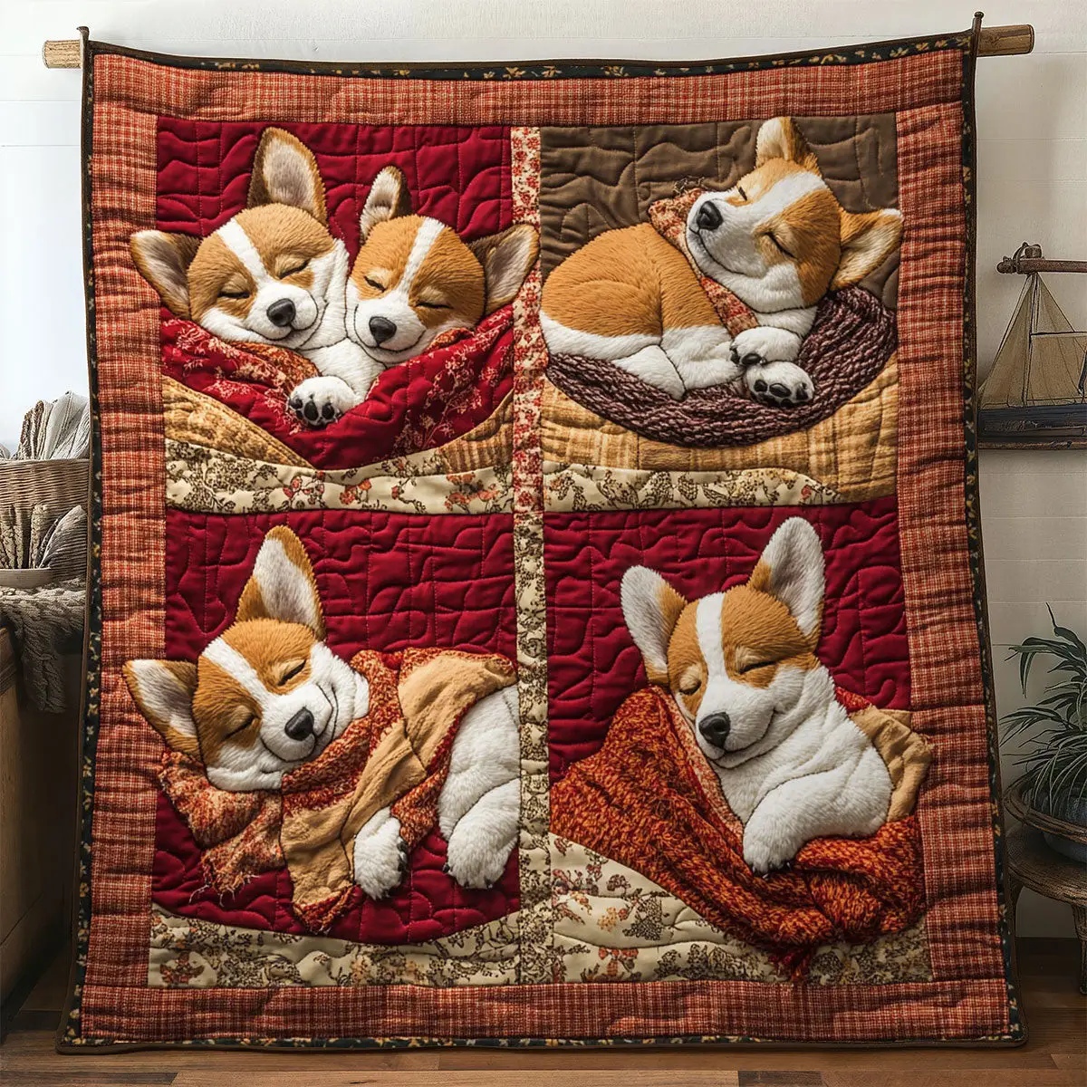 Corgi Snooze Time Quilt Stylish Quilt Blanket to Upgrade Your Bedroom Corgi Snooze Time Quilt Stylish Quilt Blanket to Upgrade Your Bedroom - Image 1