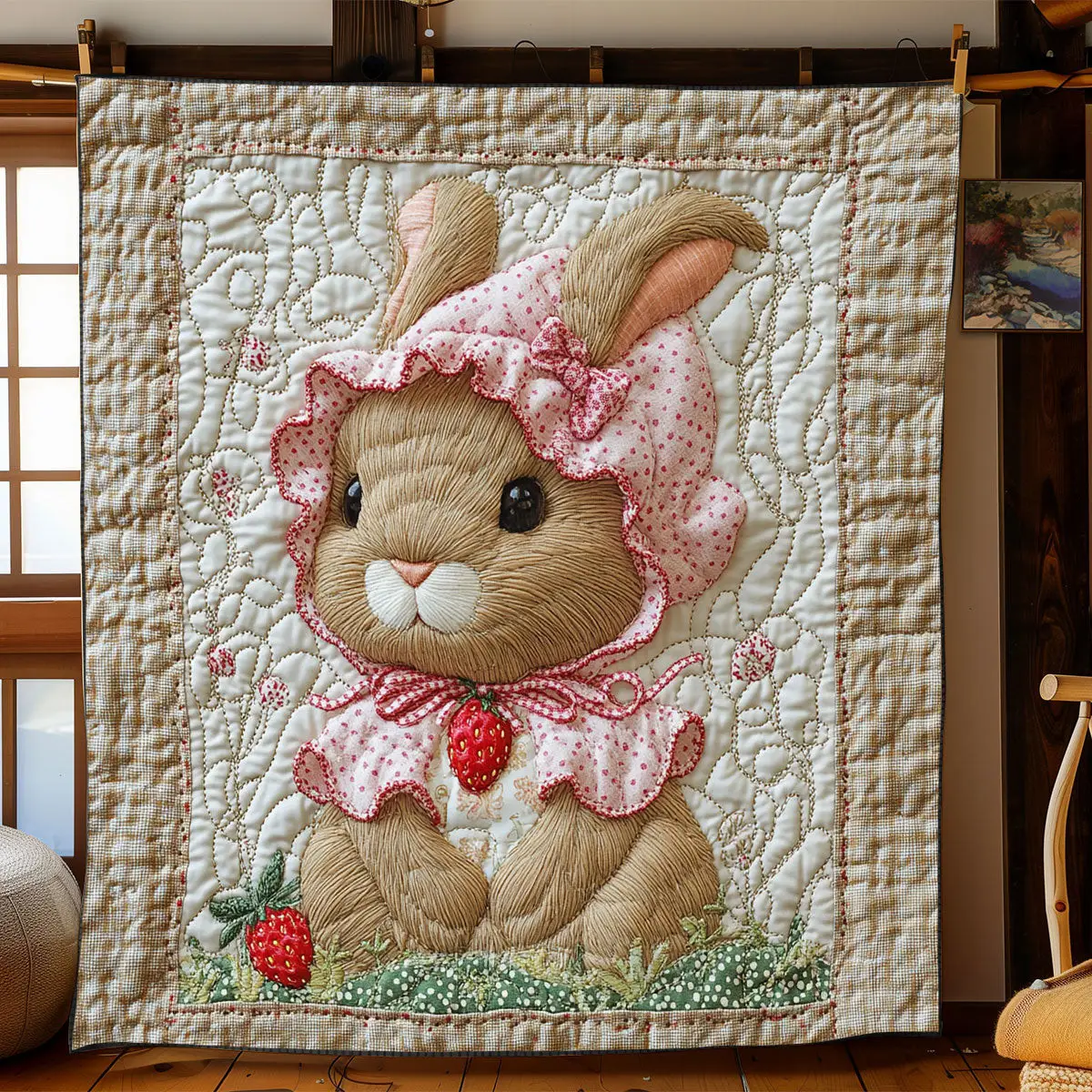 Cottagecore Bunny Quilt Luxury Quilt Blanket for Elegant Home Decor