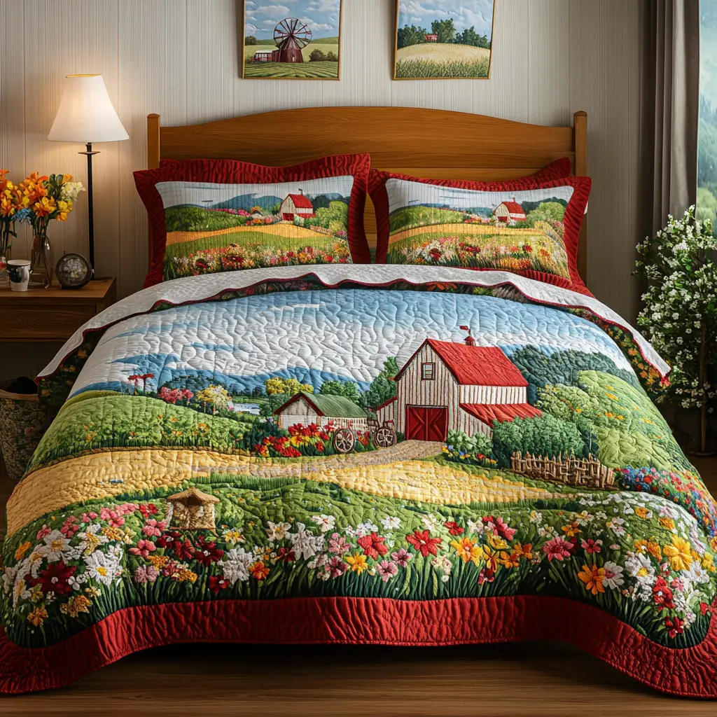 Country Breeze Quilted Bedding Set Holiday Duvet Cover Set Christmas Presents 2025