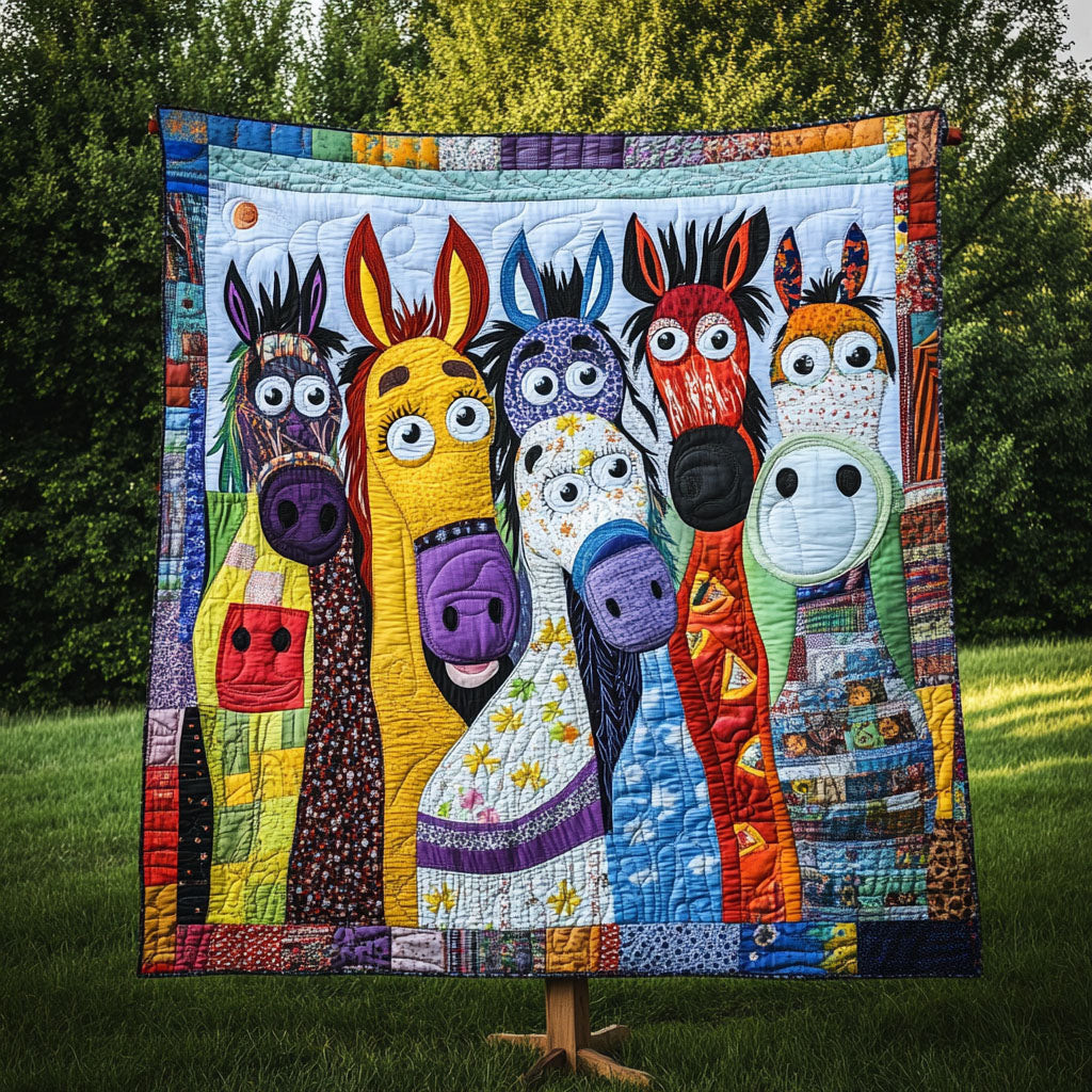Country Carnival Quilted Blanket Cool Throw Blanket Donkey Themed Gifts Country Carnival Quilted Blanket Cool Throw Blanket Donkey Themed Gifts - Image 1