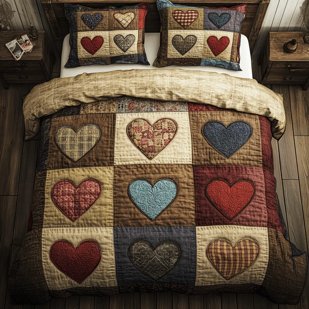 Country Charm Quilted Bedding Set Rustic Home Decor Valentine Gift For Girlfriend