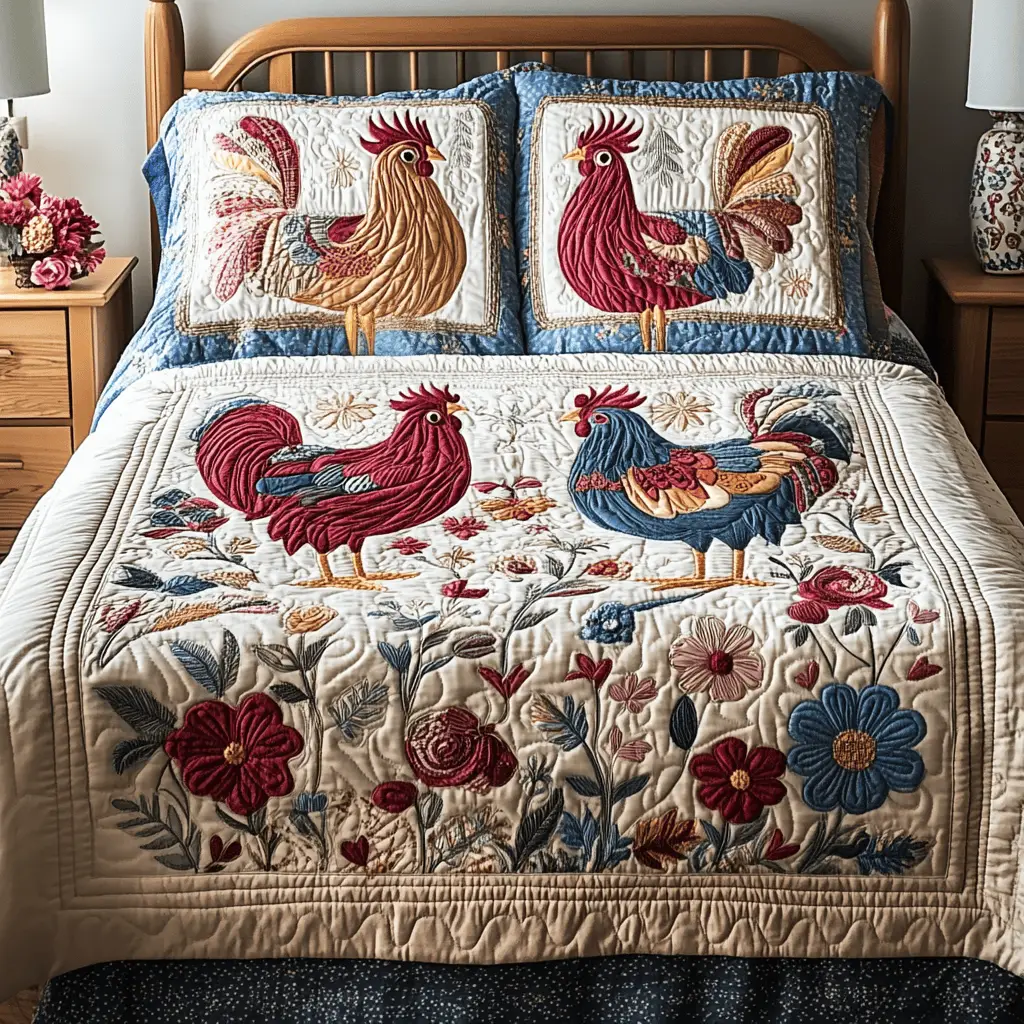 Countryside Bliss Quilted Bedding Set Cozy Comforter Set for Winter Warmth