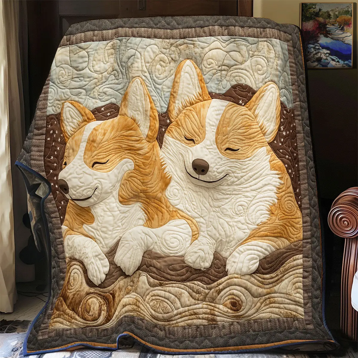 Couple Corgi Quilt Blanket Cozy Throw Blanket Christmas Gift Ideas For Corgi Lovers