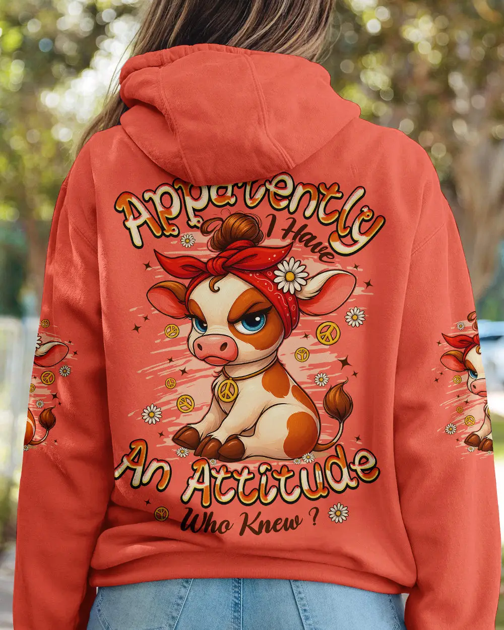 Cow Apparently I Have An Attitude Hoodie Funny Farm Animal Pullover Gift For Cow Lovers