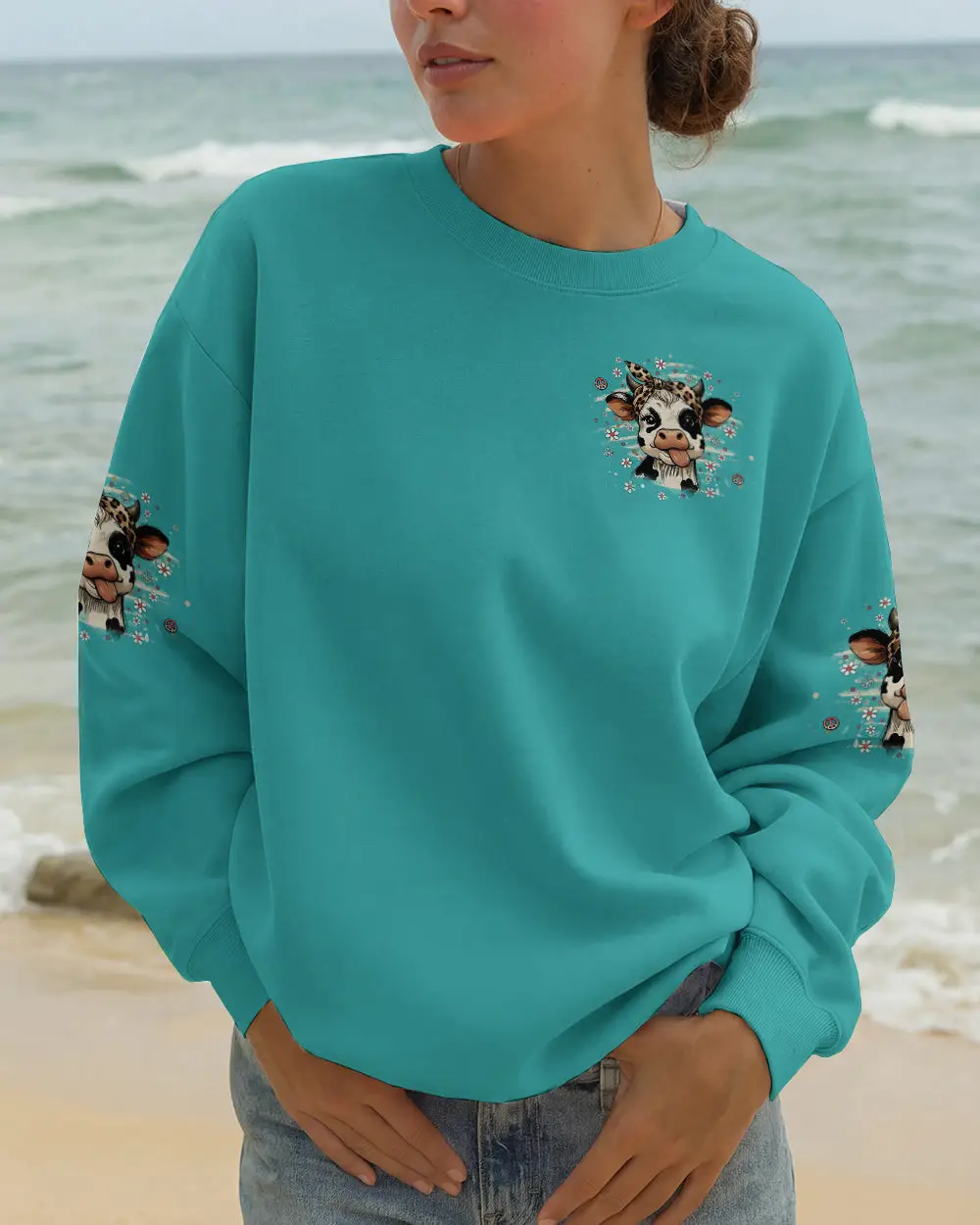 Cow Apparently I Have An Attitude Sweatshirt Spotted Cow With Leopard Bandana Gift For Cute Pet