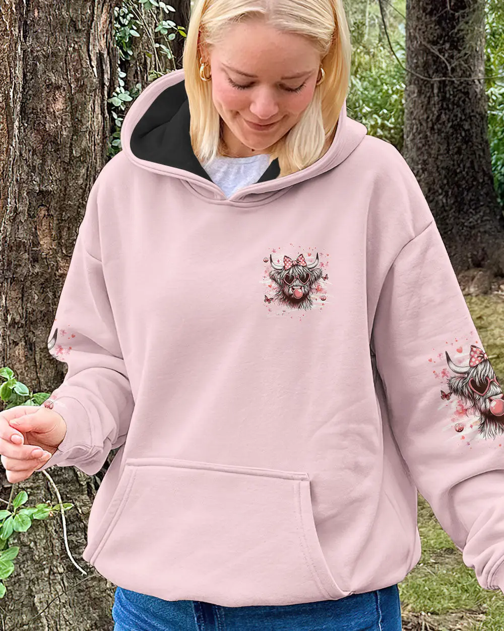 Cow Be You The World Will Adjust Hoodie Cute Cow With Heart Glasses Bubblegum Gift For Her Cow Be You The World Will Adjust Hoodie Cute Cow With Heart Glasses Bubblegum Gift For Her - Image 1