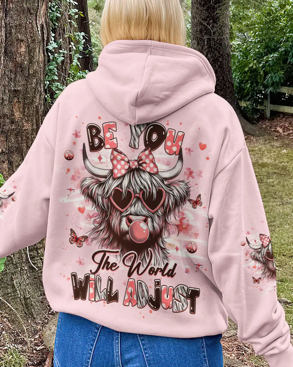 Cow Be You The World Will Adjust Hoodie Inspirational Quote Pullover Gift For Women