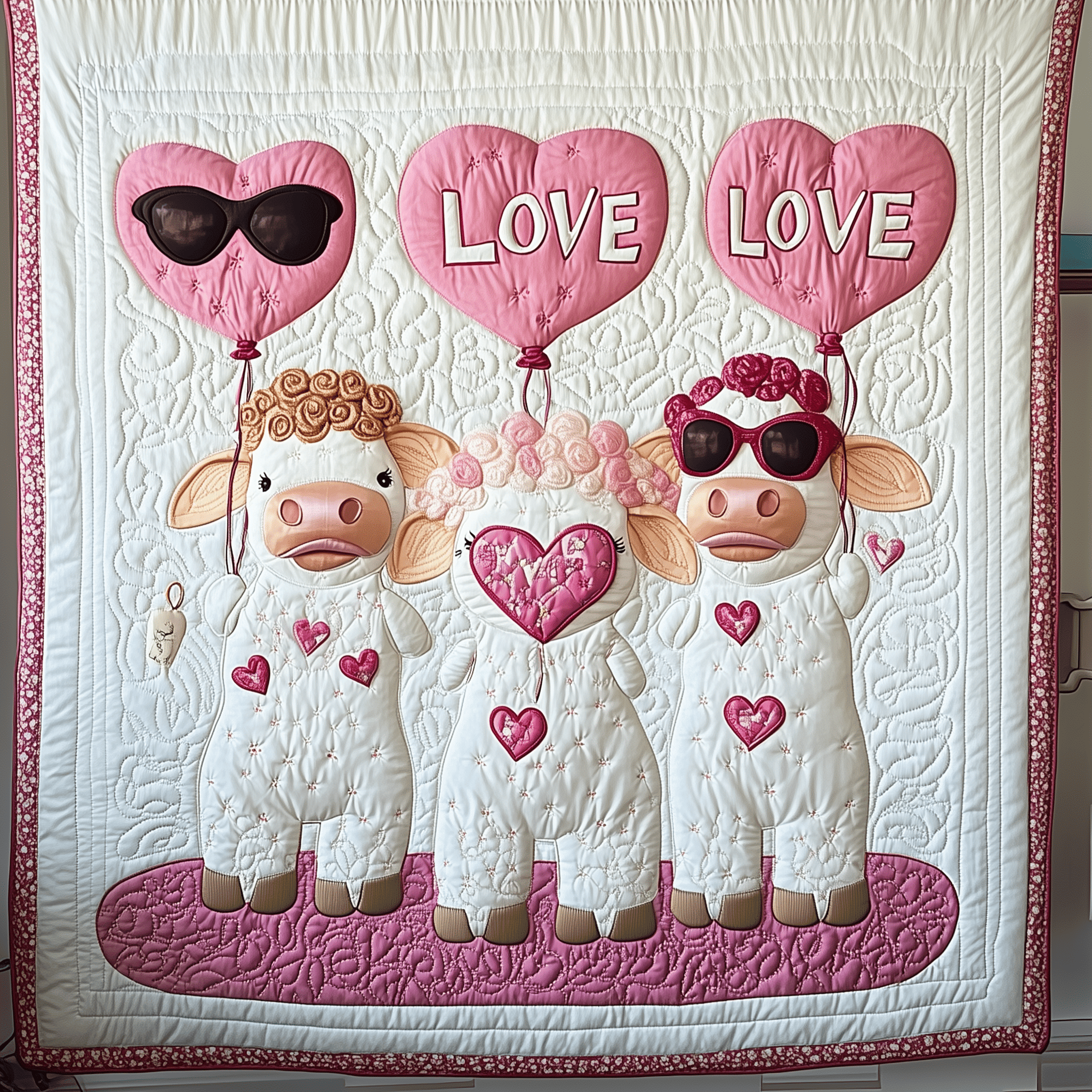 Cow Valentine Quilted Blanket Bedding Ideas Valentines Gift Idea For Girlfriend