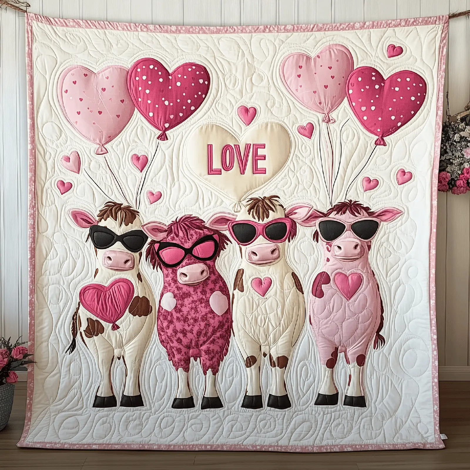 Cow Valentine Quilted Blanket Room Decor Ideas Valentine Gifts For Girlfriend