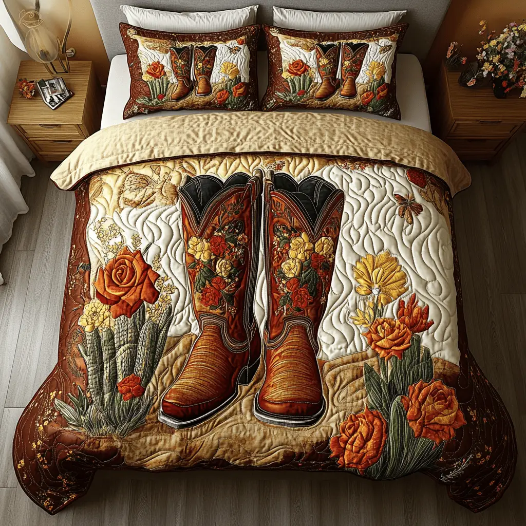 Cowboy Comfort Quilted Bedding Set Christmas Duvet Sets Gifts For Cowboy Husband