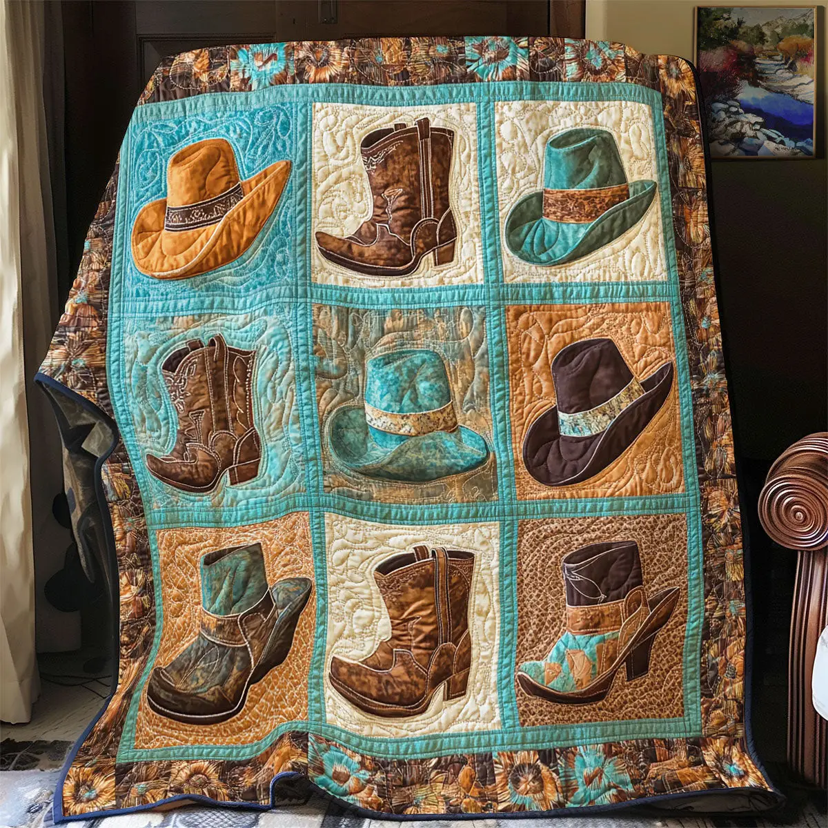 Cowboy Quilt Blankets Throws And Blankets Father's Day Presents For Son