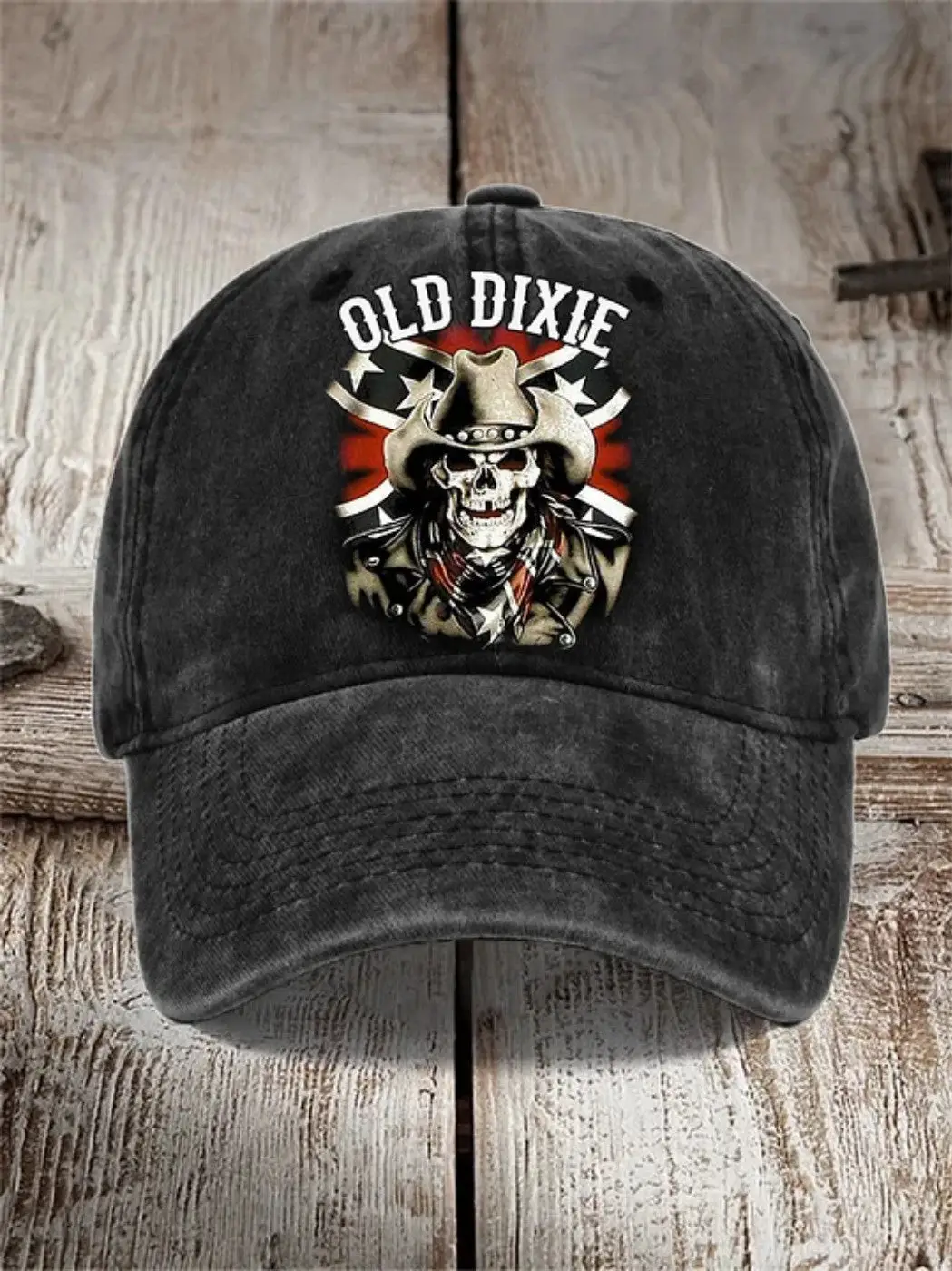Cowboy Skull Old Dixie Hat Vintage Southern Hat Lynyrd Skynyrd Merch Gifts For Dad -WearandDecor