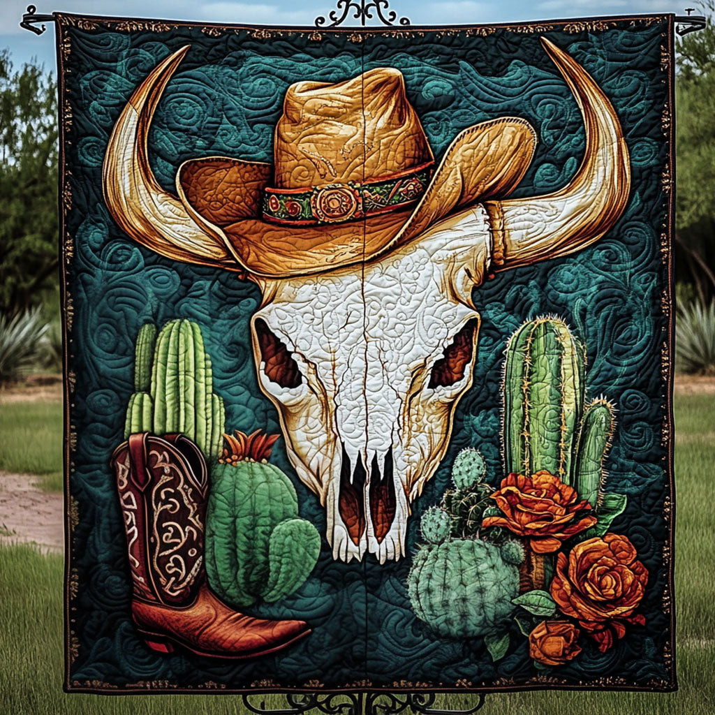 Cowboy Skull Quilted Blanket Nice Throw Blanket Native American Presents