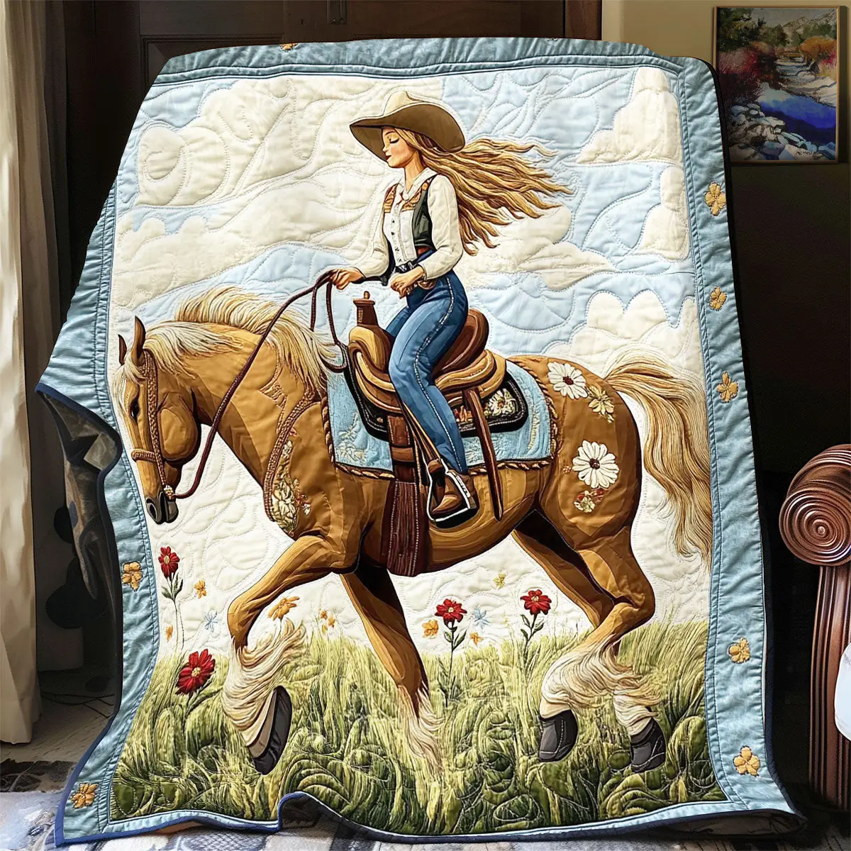 Cowgirl Quilt Blankets Throws And Blankets Mothers Day Gift Special