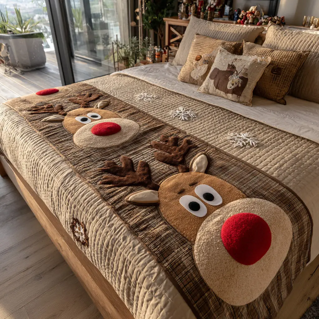 Cozy Antlers Quilted Bed Runner Cozy Antlers Pattern Holiday Gift