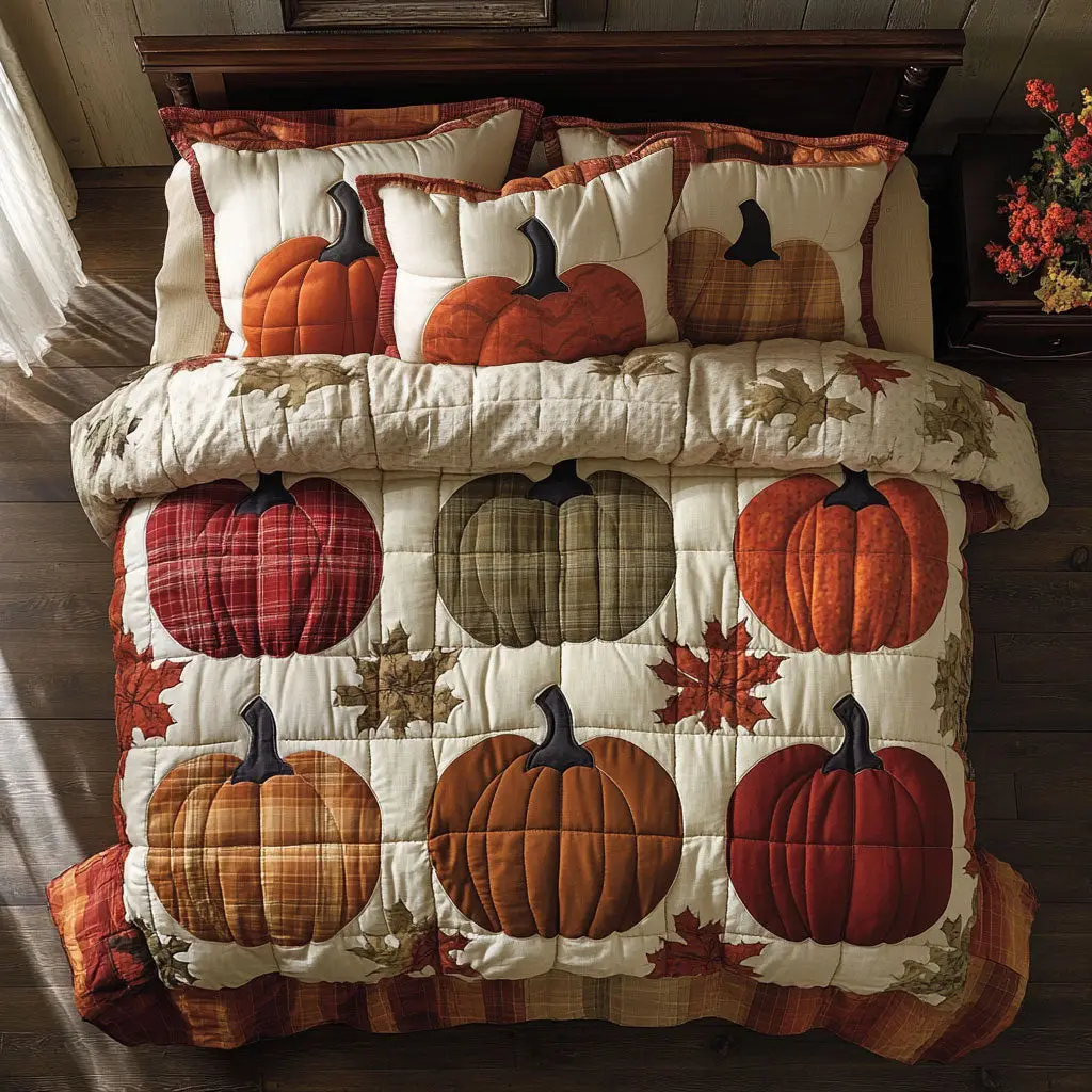 Cozy Autumn Quilted Bedding Set Duvet Cover Bedspread Best Gifts Bedroom Decorative