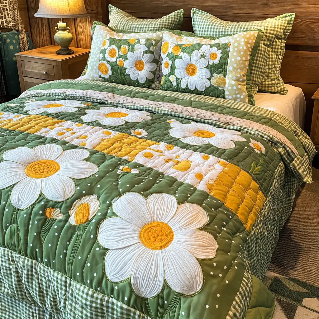 Cozy Bloom Quilted Bedding Set Cozy Bedroom Decor Tulip Themed Gifts For Her