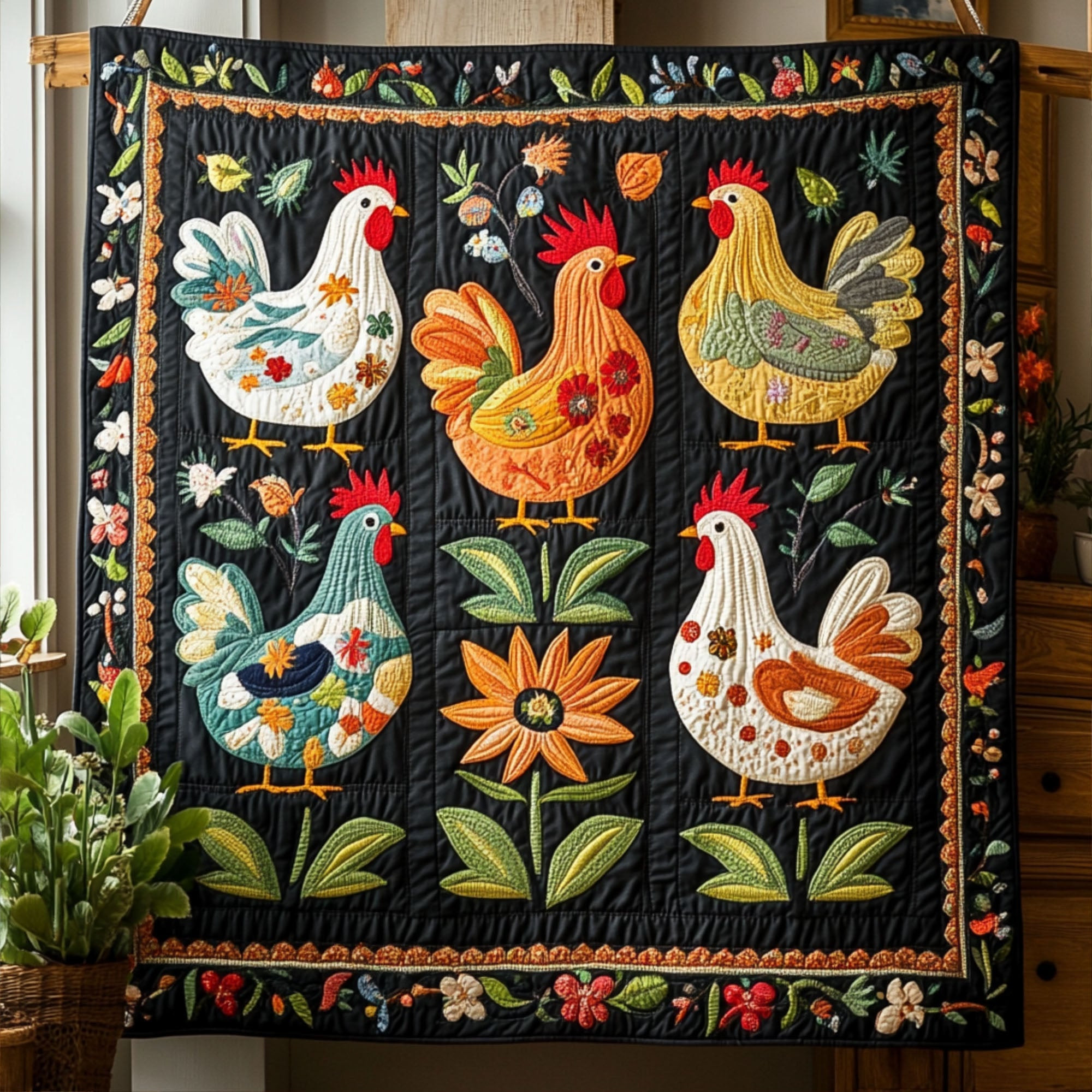 Cozy Cluck Quilted Blanket Cute Bedroom Decor Chicken Christmas Gifts Cozy Cluck Quilted Blanket Cute Bedroom Decor Chicken Christmas Gifts - Image 1