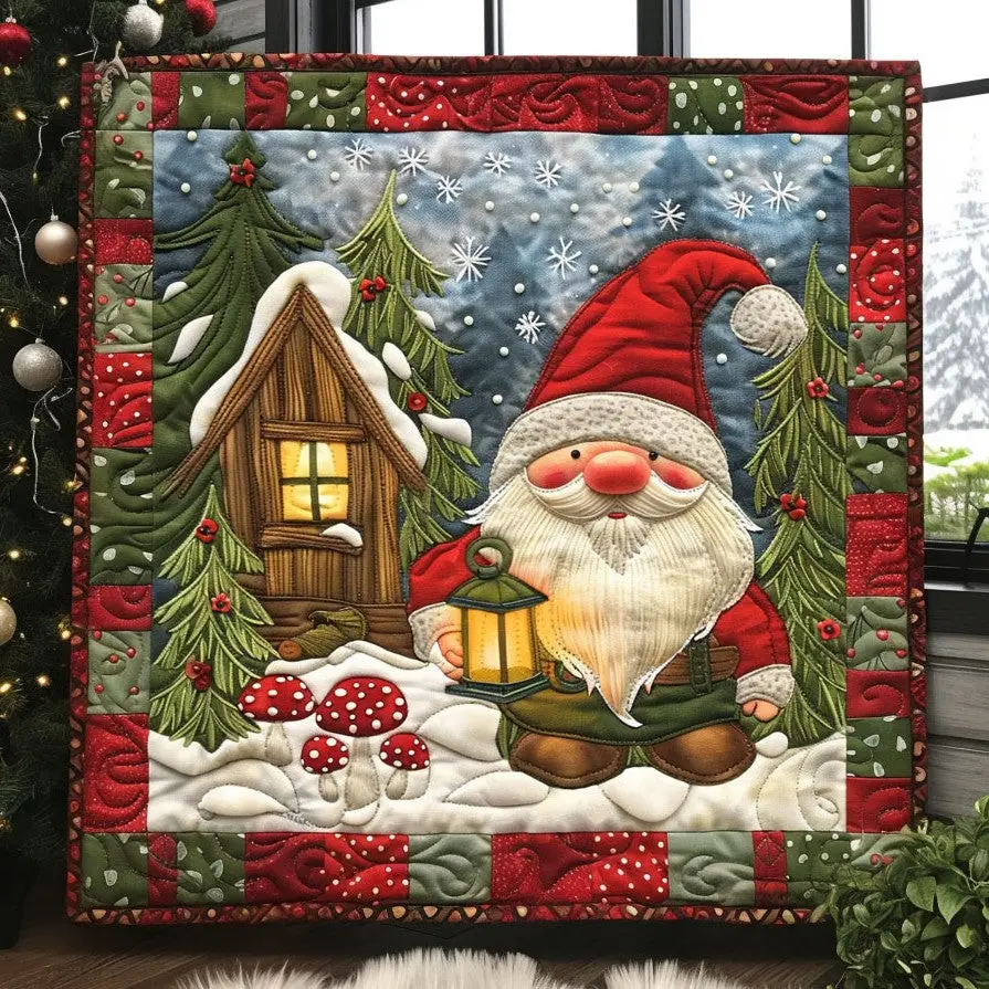 Cozy Lantern Gnome Quilt Perfect Holiday Gift for Blanket Lovers