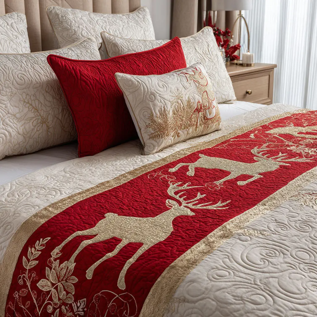 Cozy Sparkle Quilted Bed Runner Cozy Sparkle Glow Winter Gift for Friends