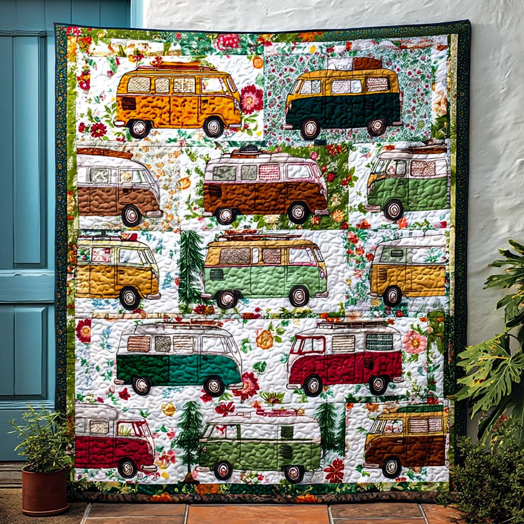 Cozy Travel Blooms Quilted Blanket Sofa Couch Throw Blanket Great Presents For Camping Lovers
