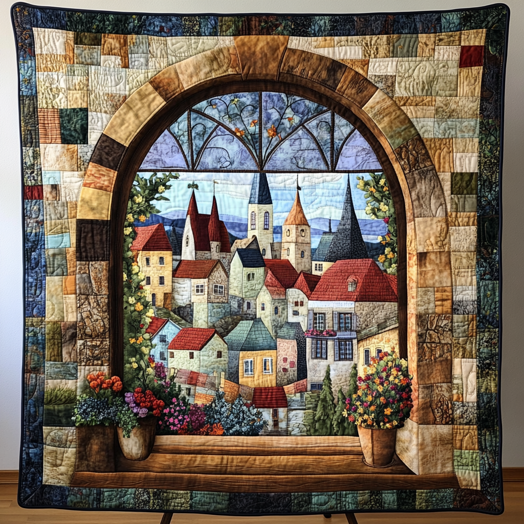 Cozy Village Quilted Blanket Best Couch Throw Blanket Gifts For Someone Who Loves Nature Cozy Village Quilted Blanket Best Couch Throw Blanket Gifts For Someone Who Loves Nature - Image 1