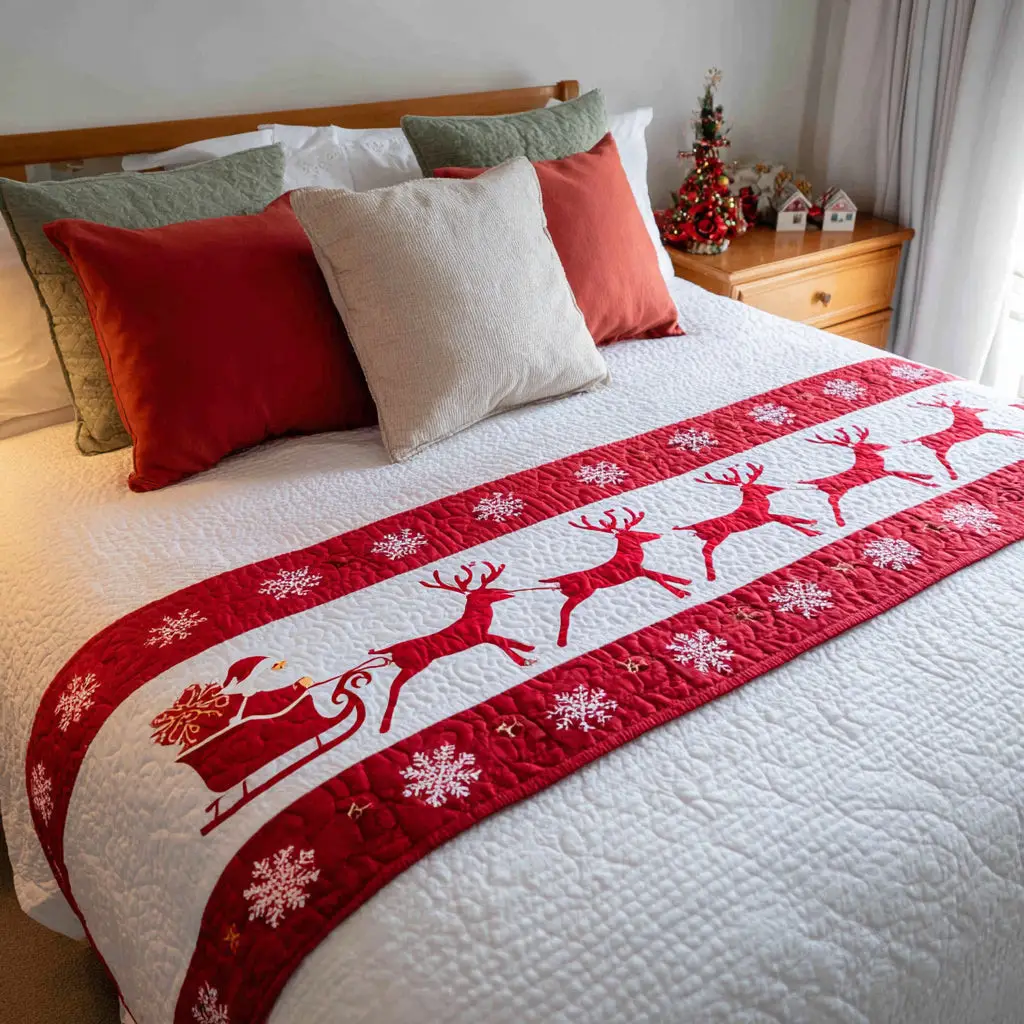 Crimson Driver Quilted Bed Runner Crimson Cardinal Driver Holiday Gift for Mom