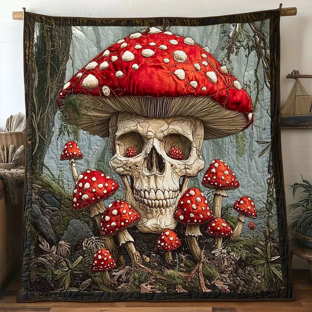 Crimson Forest Skull Quilt Premium Quilt Blanket Gift for Family Gatherings Crimson Forest Skull Quilt Premium Quilt Blanket Gift for Family Gatherings - Image 1