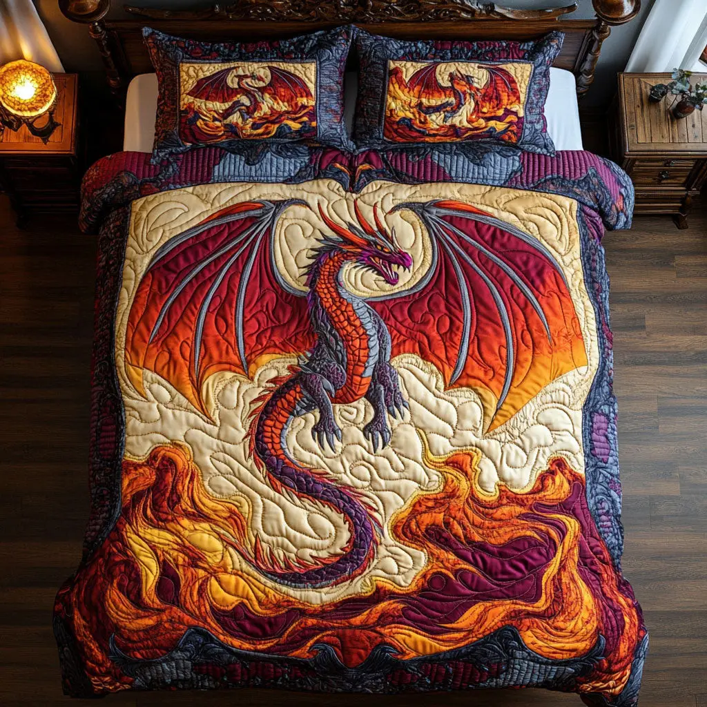 Crimson Roar Quilted Bedding Set Duvet Cover Bedspread Best Gift Ideas For Animal Lovers