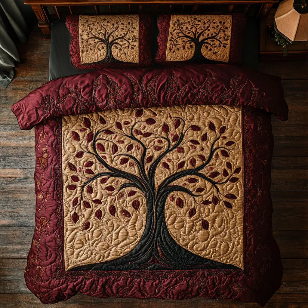Crimson Tree Quilted Bedding Set Duvet Cover Bedspread Xmas Present Ideas