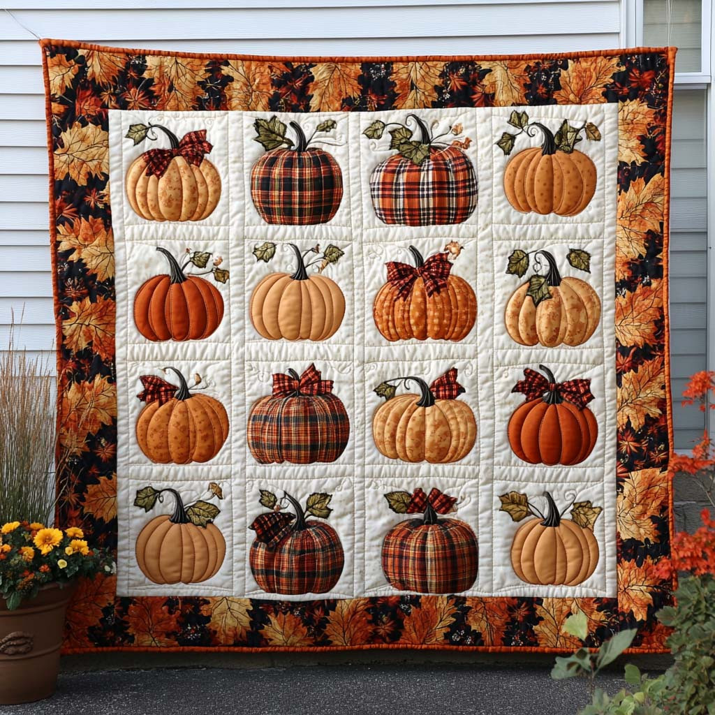 Crisp Pumpkin Air Quilted Blanket Cute Fall Throw Blankets Beach Related Gift Ideas Crisp Pumpkin Air Quilted Blanket Cute Fall Throw Blankets Beach Related Gift Ideas - Image 1