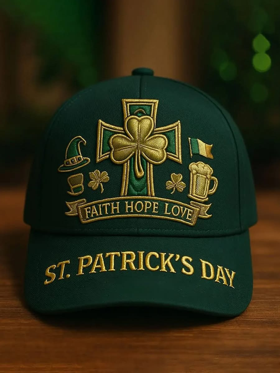 Cross Faith Hope Love Hat St Patrick’s Day Ball Cap Christian Gifts For Irish Cross Faith Hope Love Hat St Patrick’s Day Ball Cap Christian Gifts For Irish - Image 1