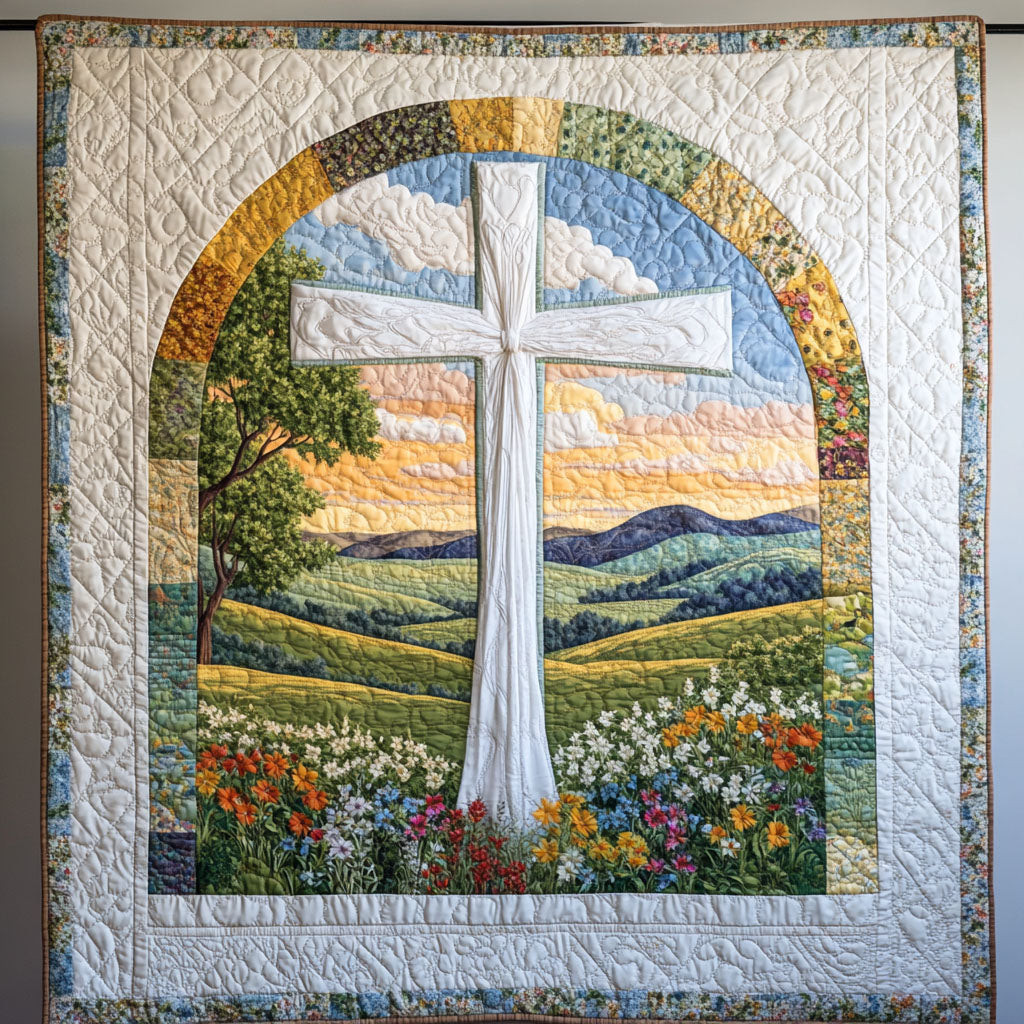 Cross of Courage Quilted Blanket Sofa Couch Throw Blanket Faith Based Christmas Gifts