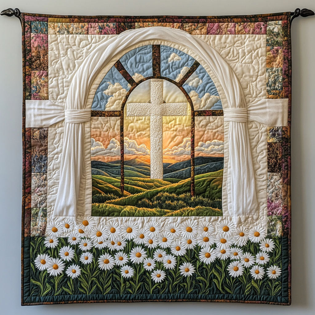 Cross of Devotion Quilted Blanket Best Couch Throw Blanket Faith Gifts For Him