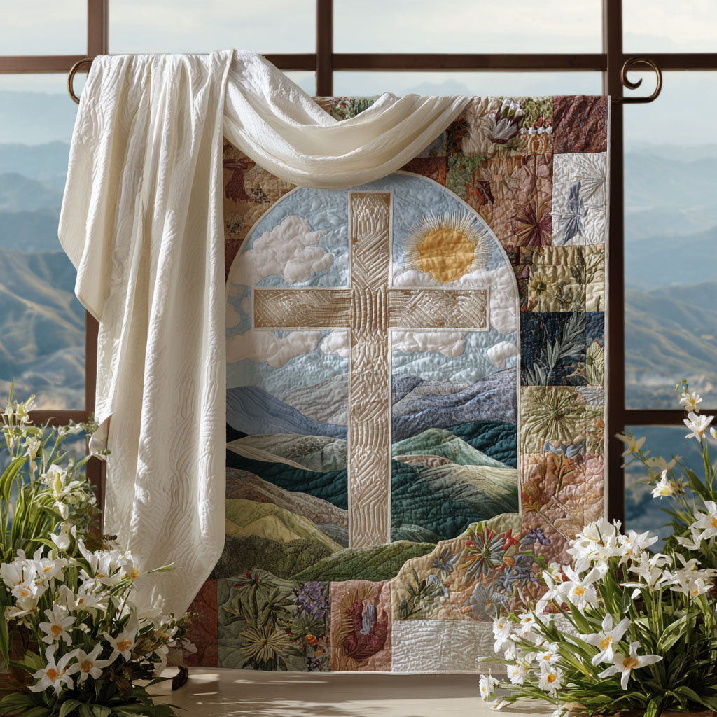 Cross of Faith Quilted Blanket Cute Throw Blanket Gifts For Women Of Faith Cross of Faith Quilted Blanket Cute Throw Blanket Gifts For Women Of Faith - Image 1